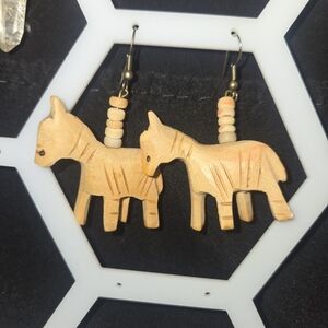 Wooden Horse / Zebra Earrings